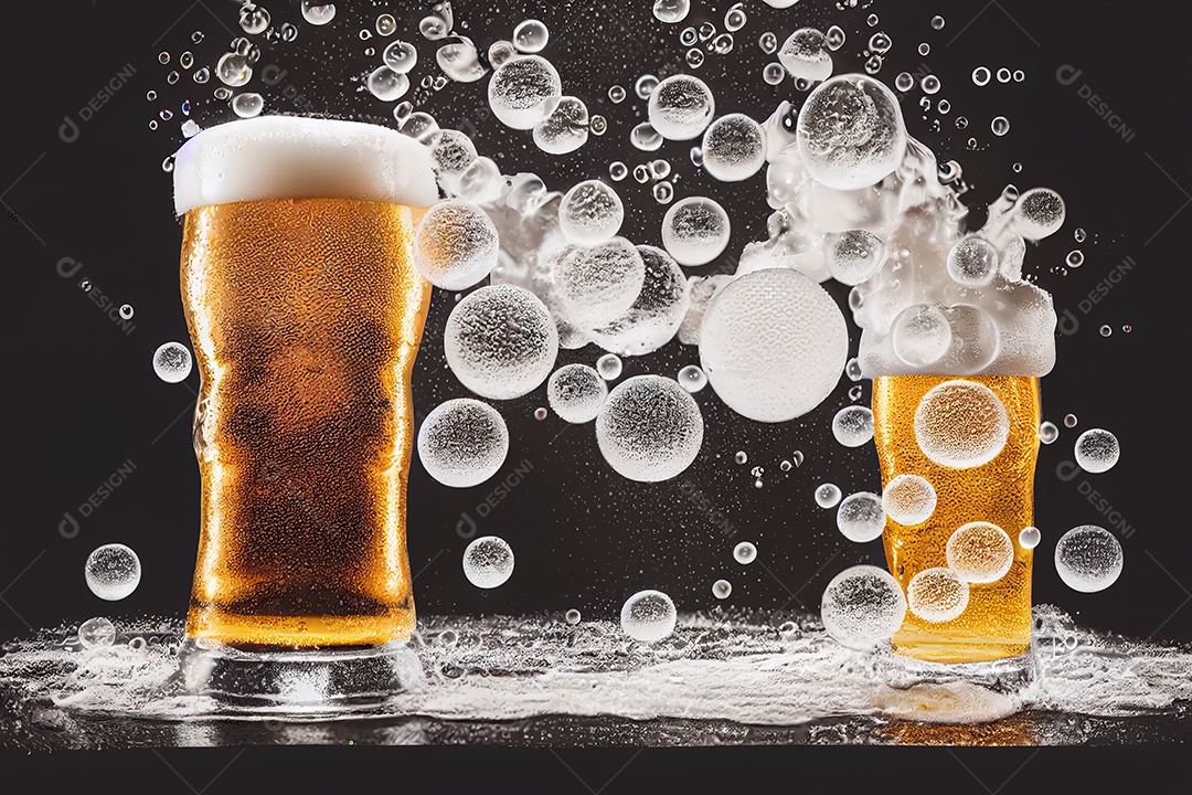 Copo grande com cerveja artesanal na mesa