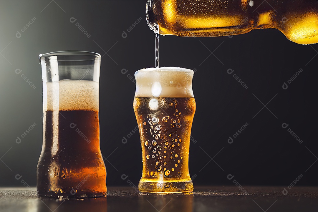 Copo grande com cerveja artesanal na mesa