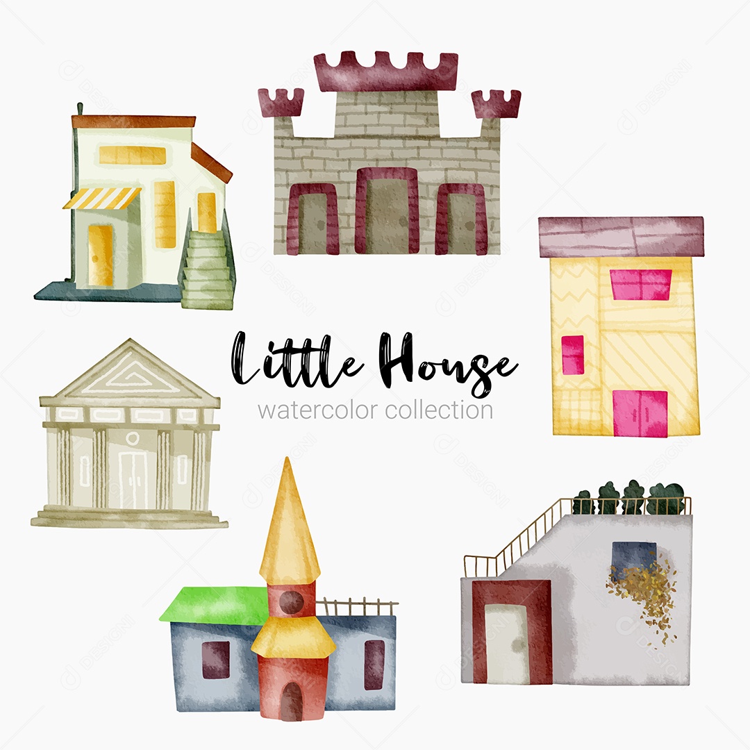 Desenho de Casas de Contos de Fadas em Desenhos Animados Vetor EPS