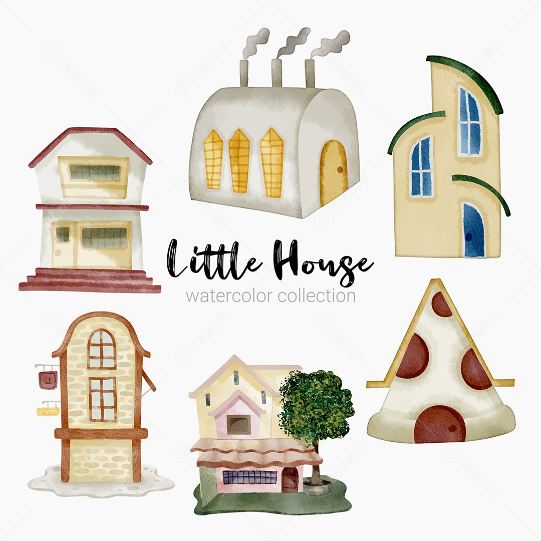 Desenho de Casas de Contos de Fadas em Desenhos Animados Vetor EPS