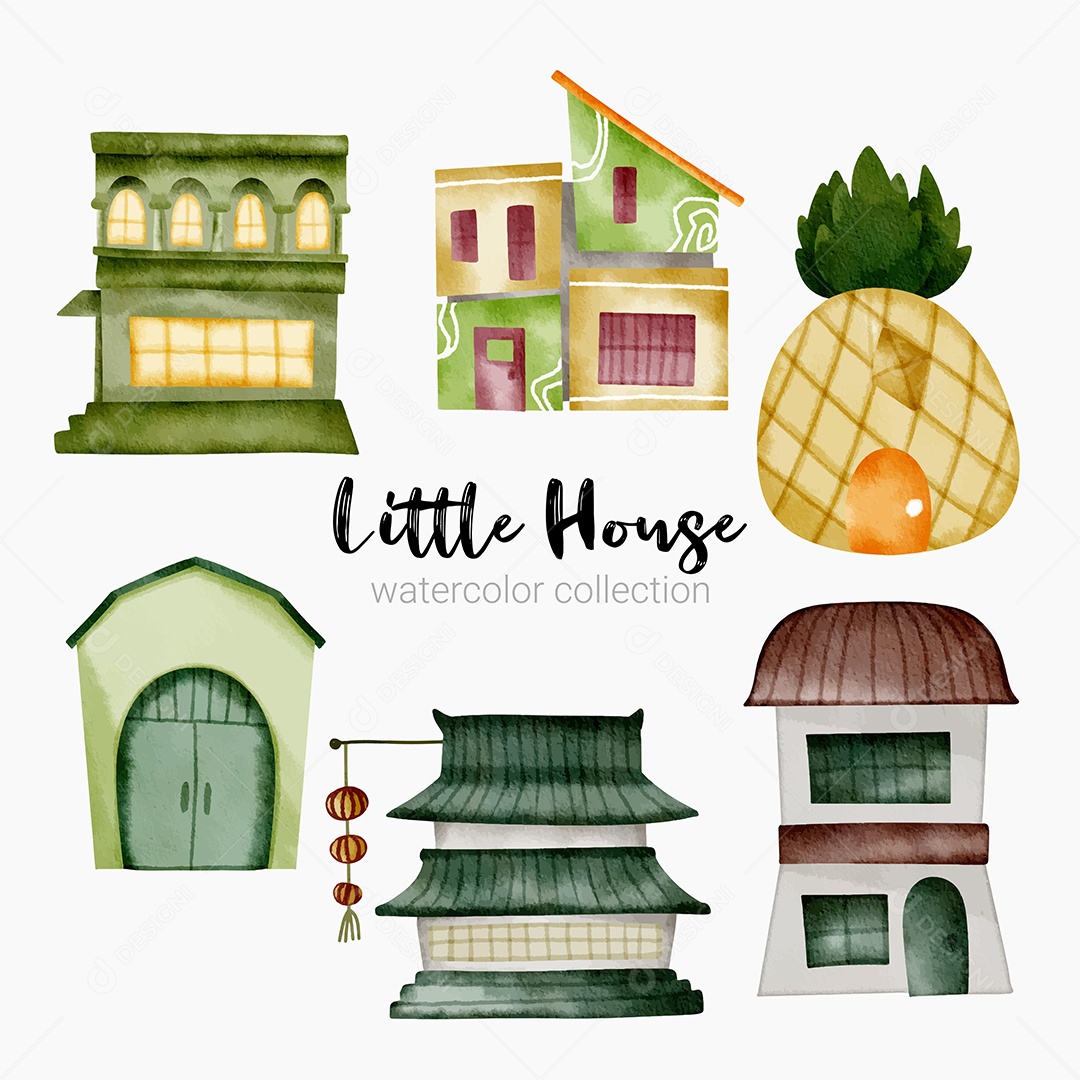 Desenho de Casas de Contos de Fadas em Desenhos Animados Vetor EPS