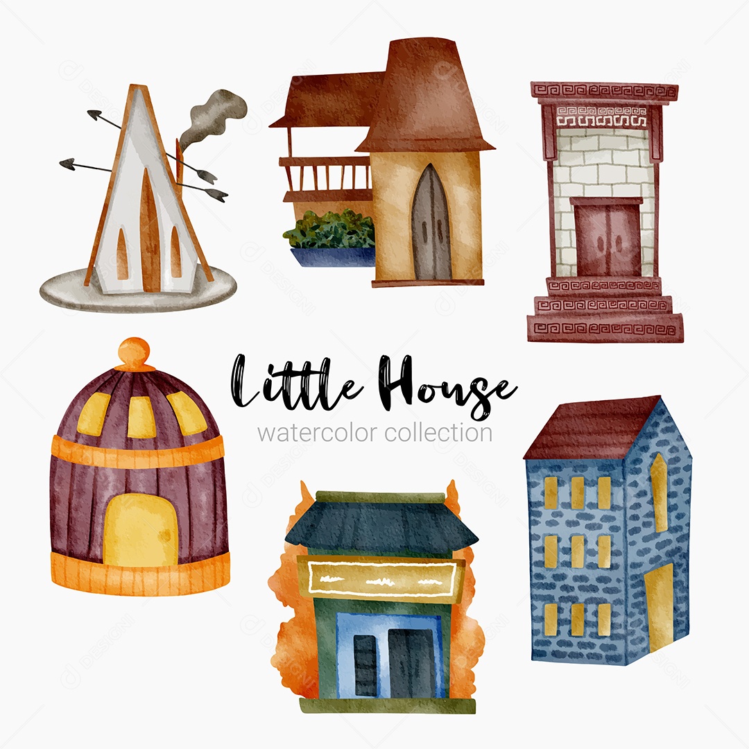 Desenho de Casas de Contos de Fadas em Desenhos Animados Vetor EPS