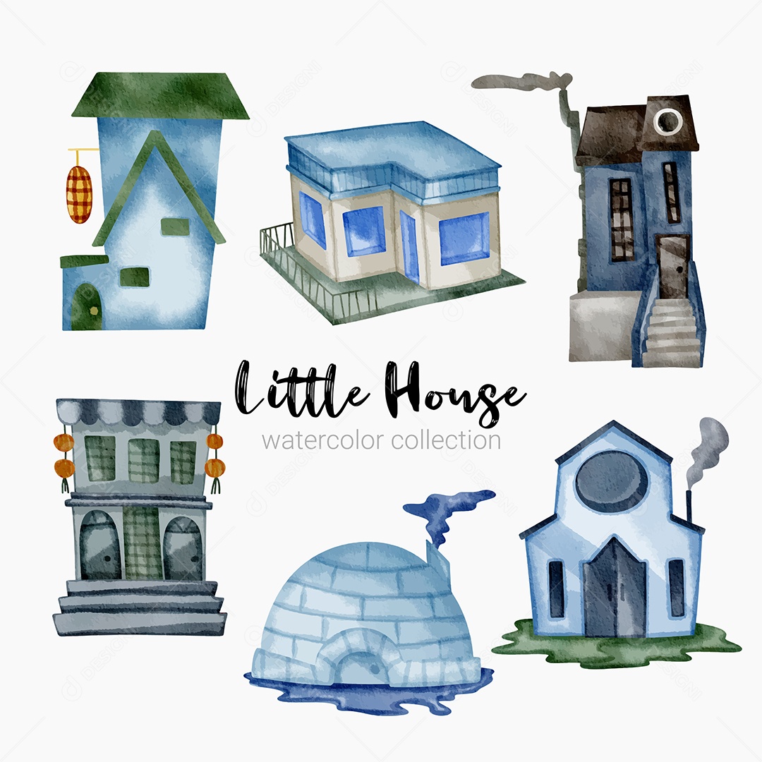 Desenho de Casas de Contos de Fadas em Desenhos Animados Vetor EPS