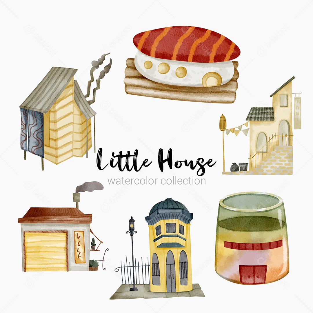 Desenho de Casas de Contos de Fadas em Desenhos Animados Vetor EPS