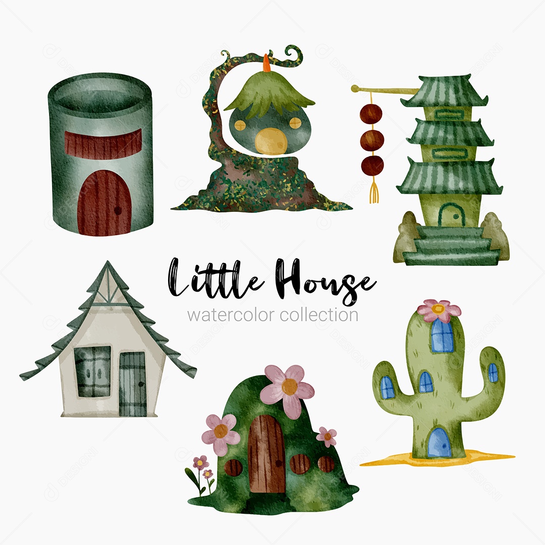 Desenho de Casas de Contos de Fadas em Desenhos Animados Vetor EPS