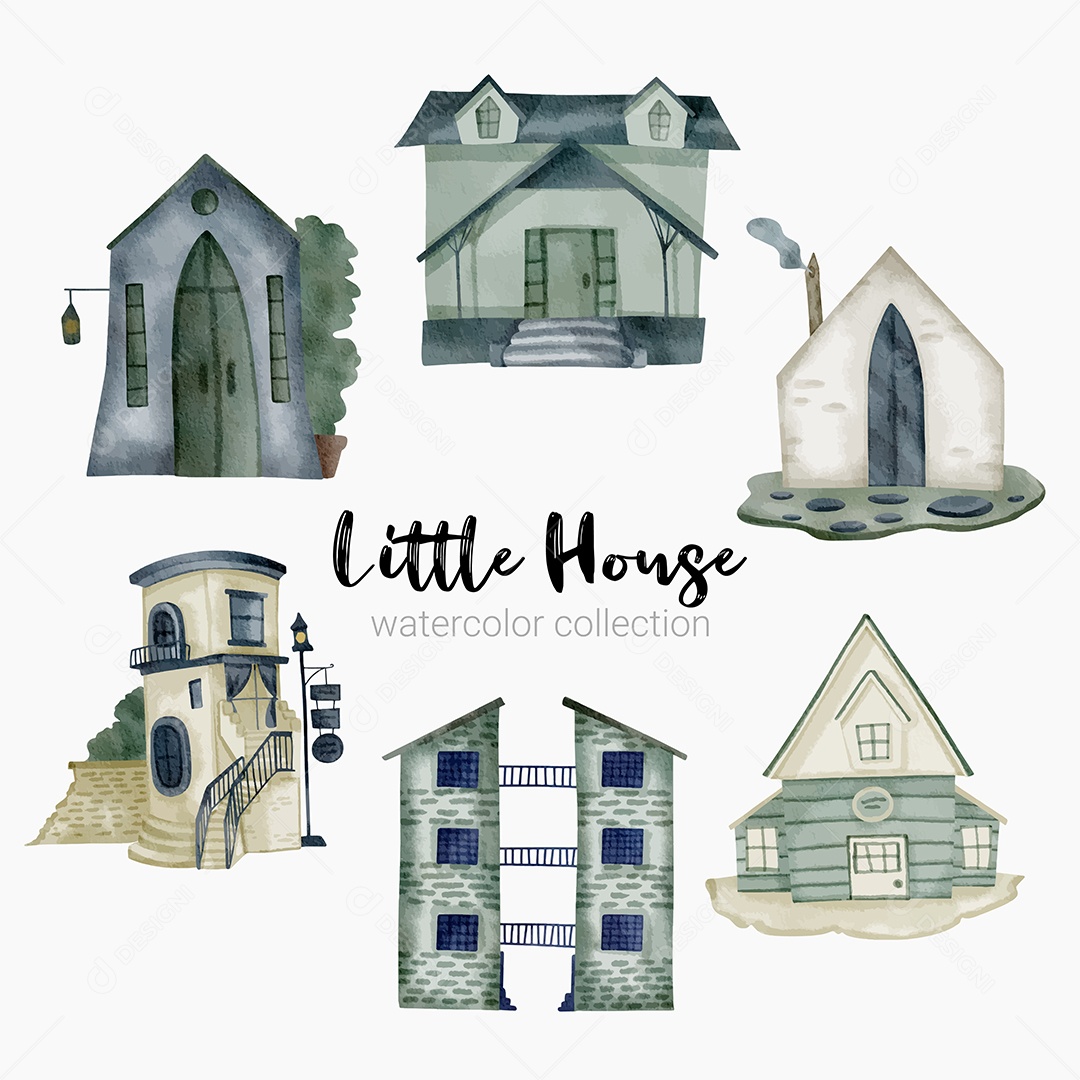 Desenho de Casas de Contos de Fadas em Desenhos Animados Vetor EPS