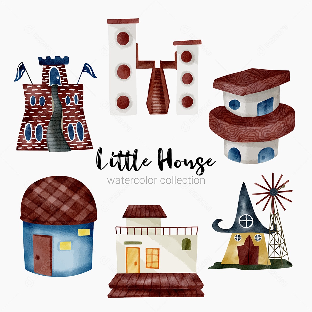 Desenho de Casas de Contos de Fadas em Desenhos Animados Vetor EPS