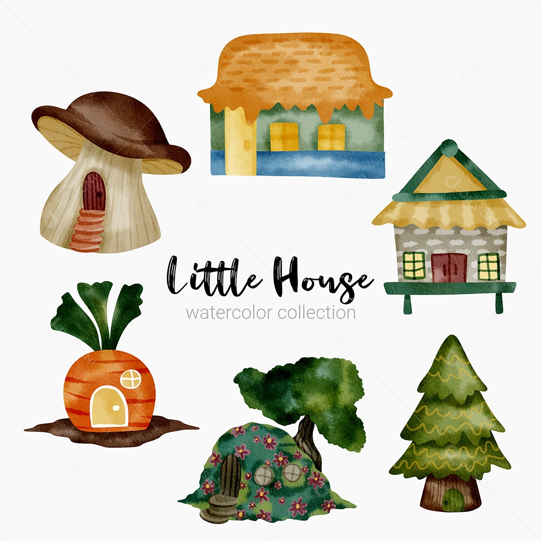 Desenho de Casas de Contos de Fadas em Desenhos Animados Vetor EPS