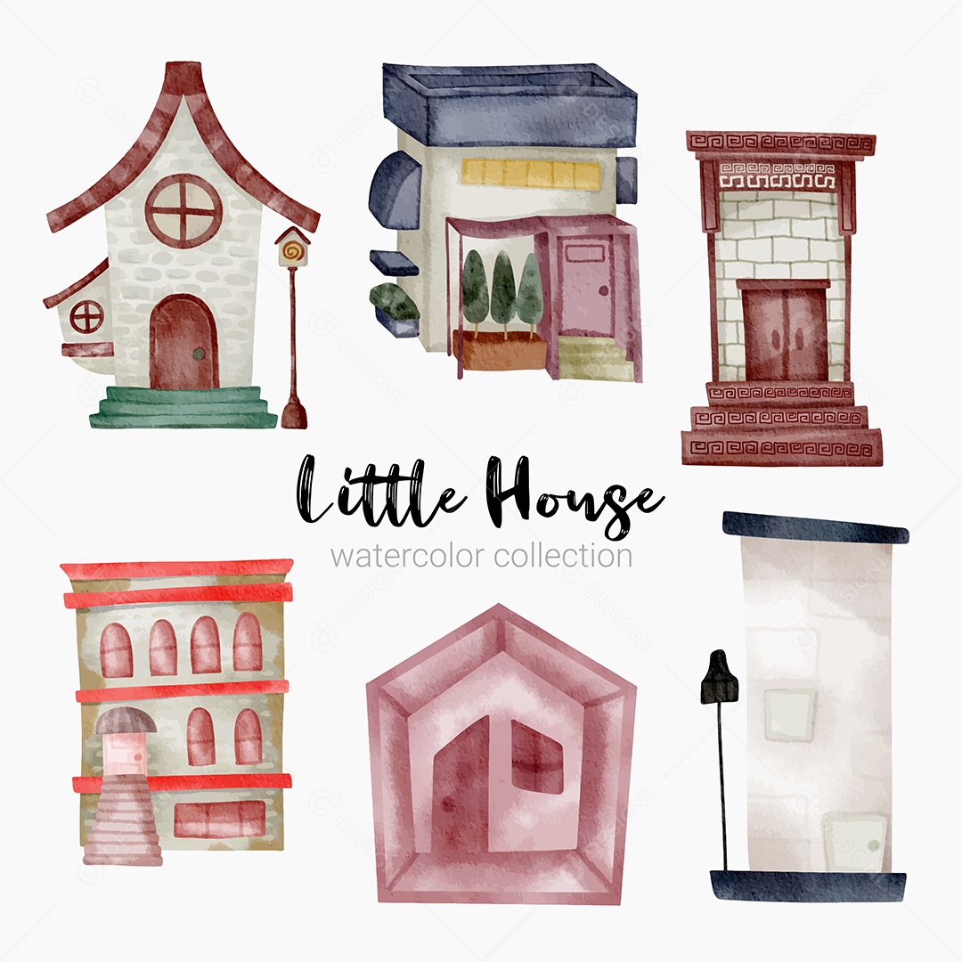 Desenho de Casas de Contos de Fadas em Desenhos Animados Vetor EPS