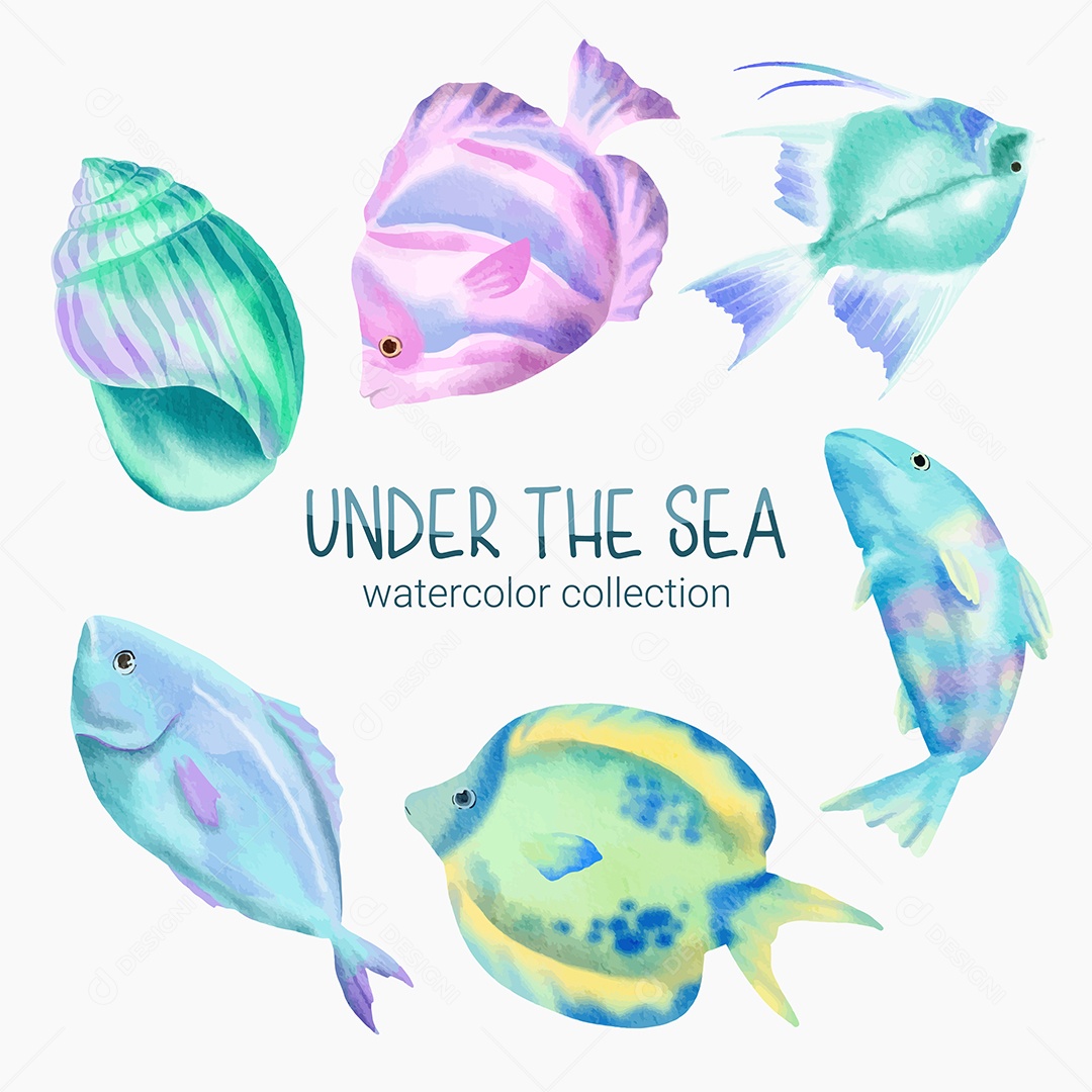 Coleção de Plantas e Animais Marinhos Vetor EPS