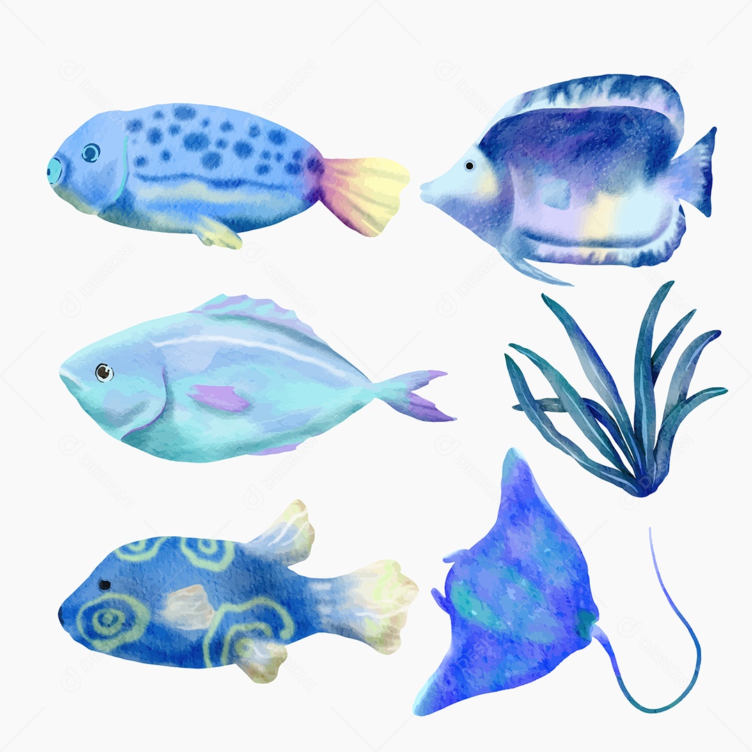 Coleção de Peixes Marinhos Vetor EPS