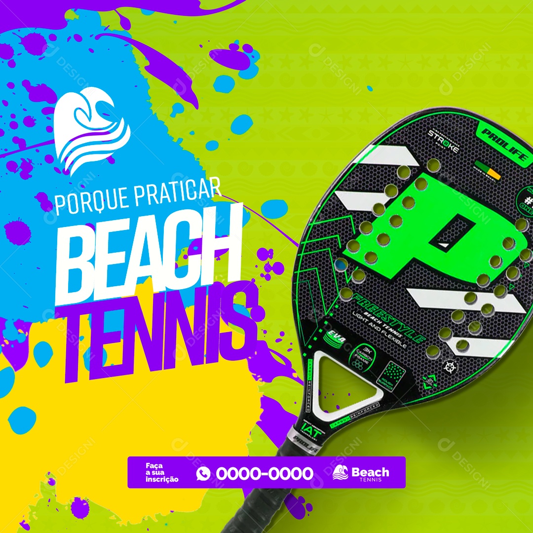 Porque Praticar Beach Tennis Social Media PSD Editável