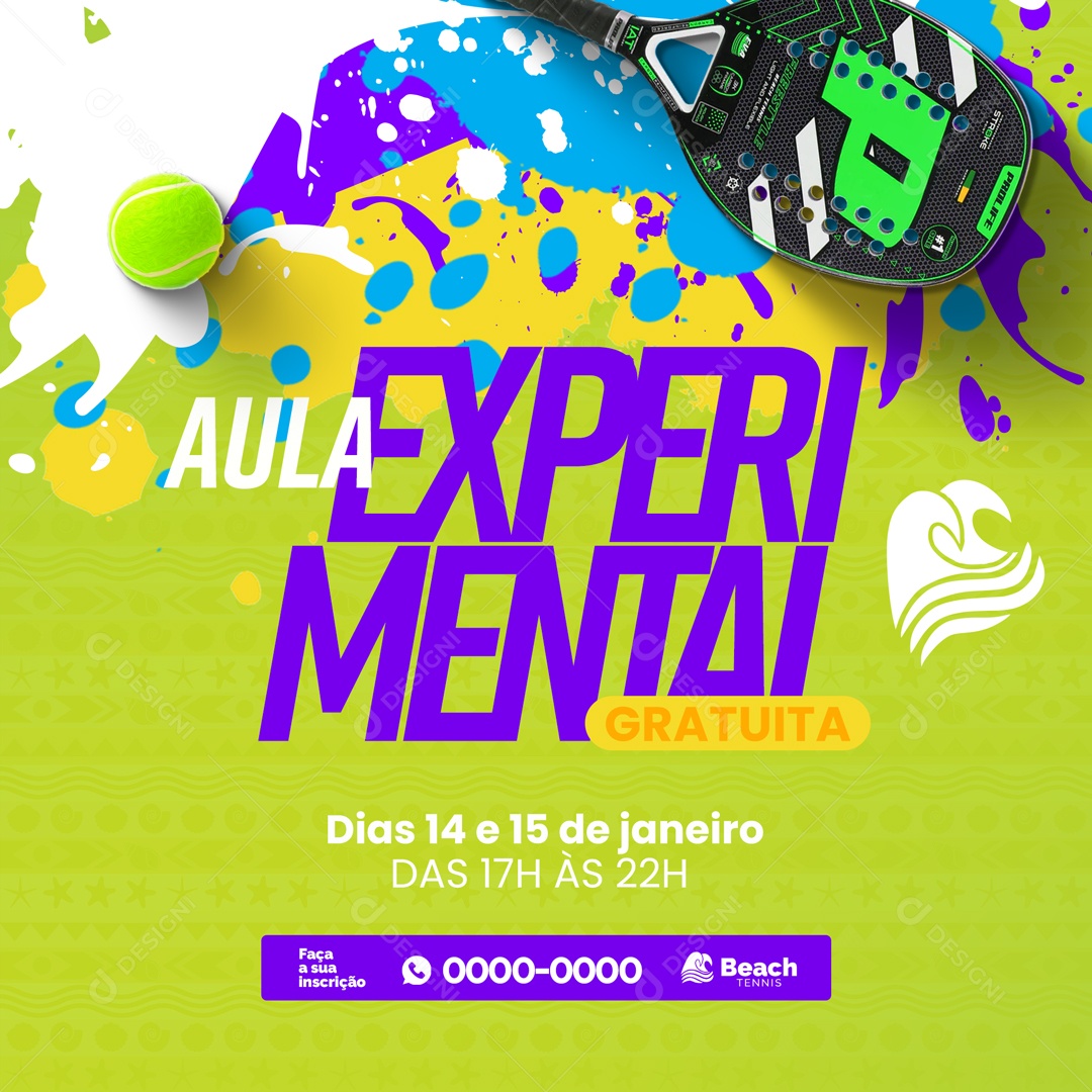Aula Experimental Grátis Beach Tennis Social Media PSD Editável