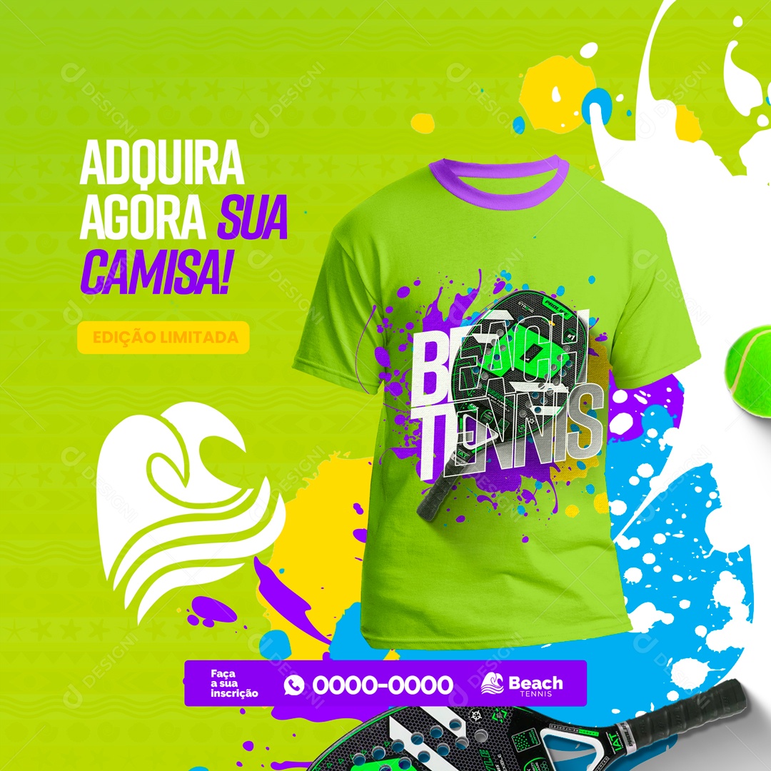 Adquira sua Camisa! Beach Tennis Social Media PSD Editável