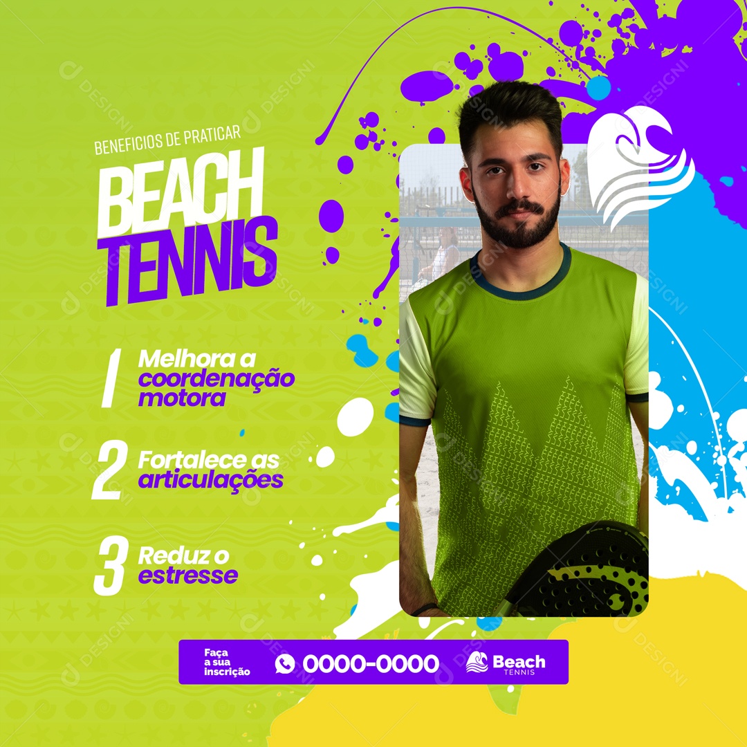 Benefícios de Praticar Beach Tennis Social Media PSD Editável