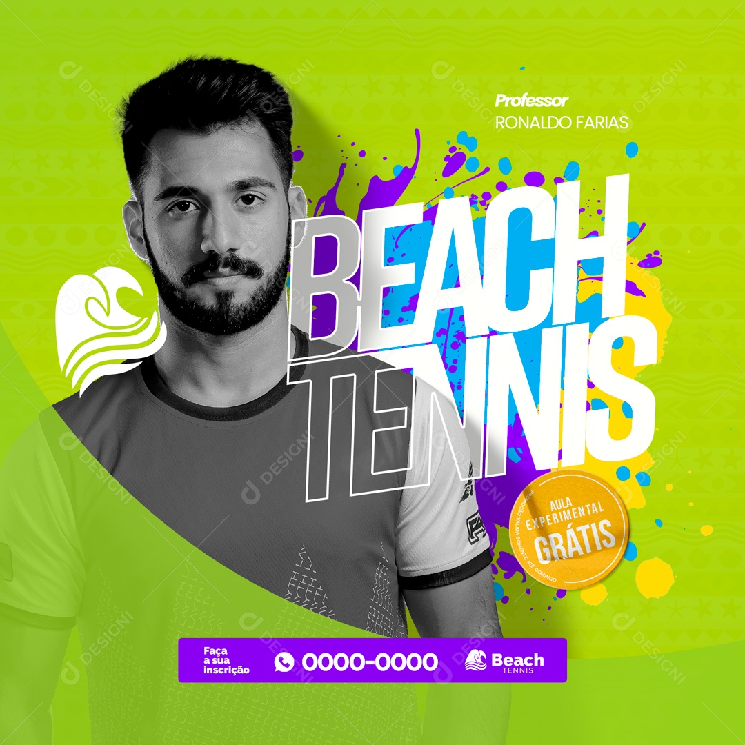 Aula Experimental Grátis Beach Tennis Social Media PSD Editável