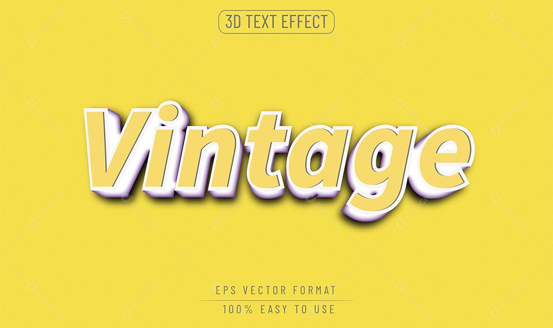 Efeito de Texto Vintage Fundo Amarelo EPS Editável
