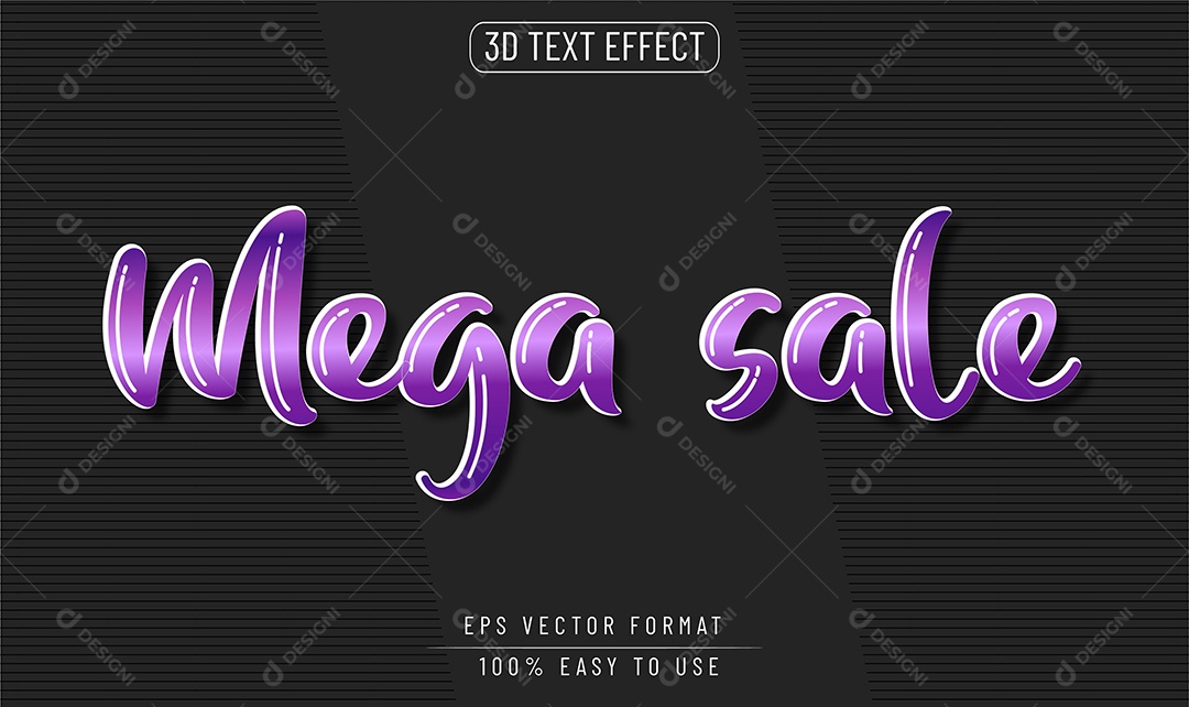 Efeito de Texto Mega Sale Fundo Preto EPS Editável