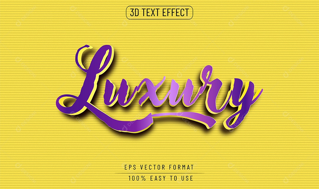 Efeito de Texto Luxury Fundo Amarelo EPS Editável