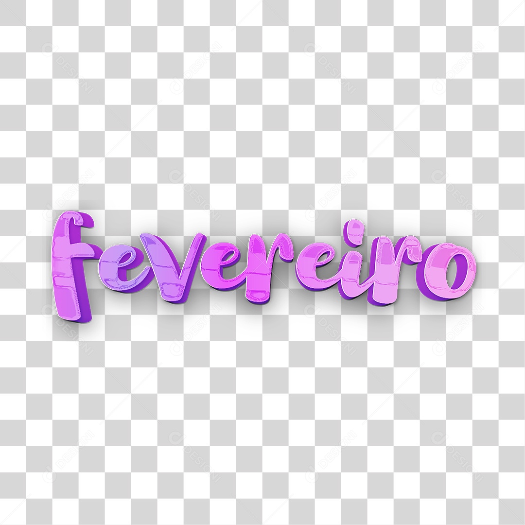 Texto 3D Para Composição Fevereiro PNG Transparente