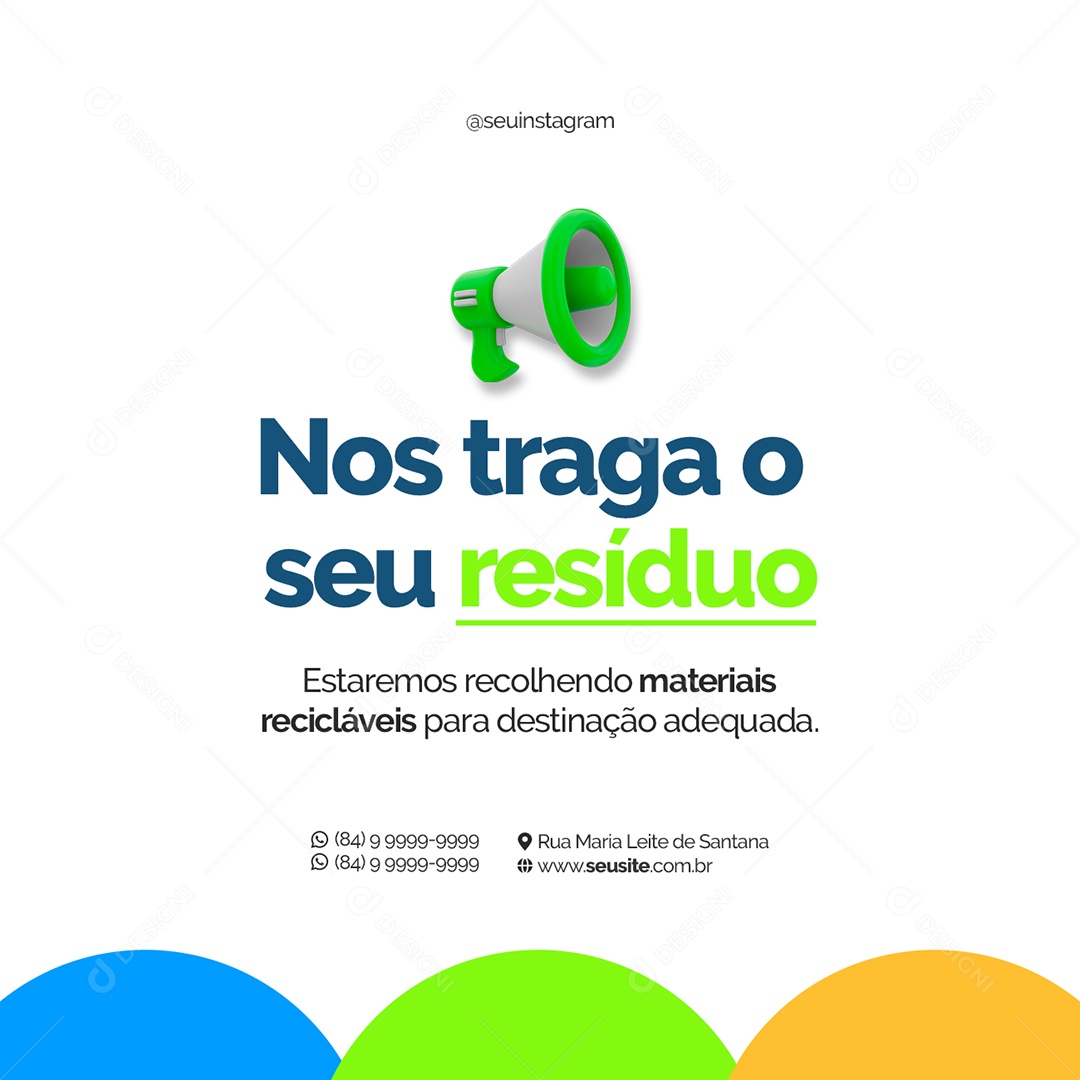 Nos Traga o seu Resíduo Empresa de Reciclagem Social Media PSD Editável