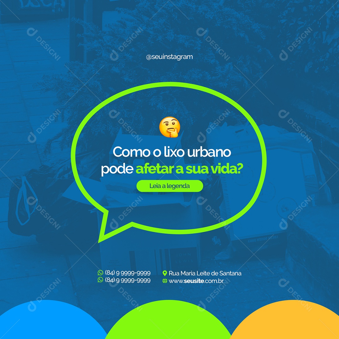 Como o Lixo Urbano pode Afetar a sua Vida Empresa de Reciclagem Social Media PSD Editável