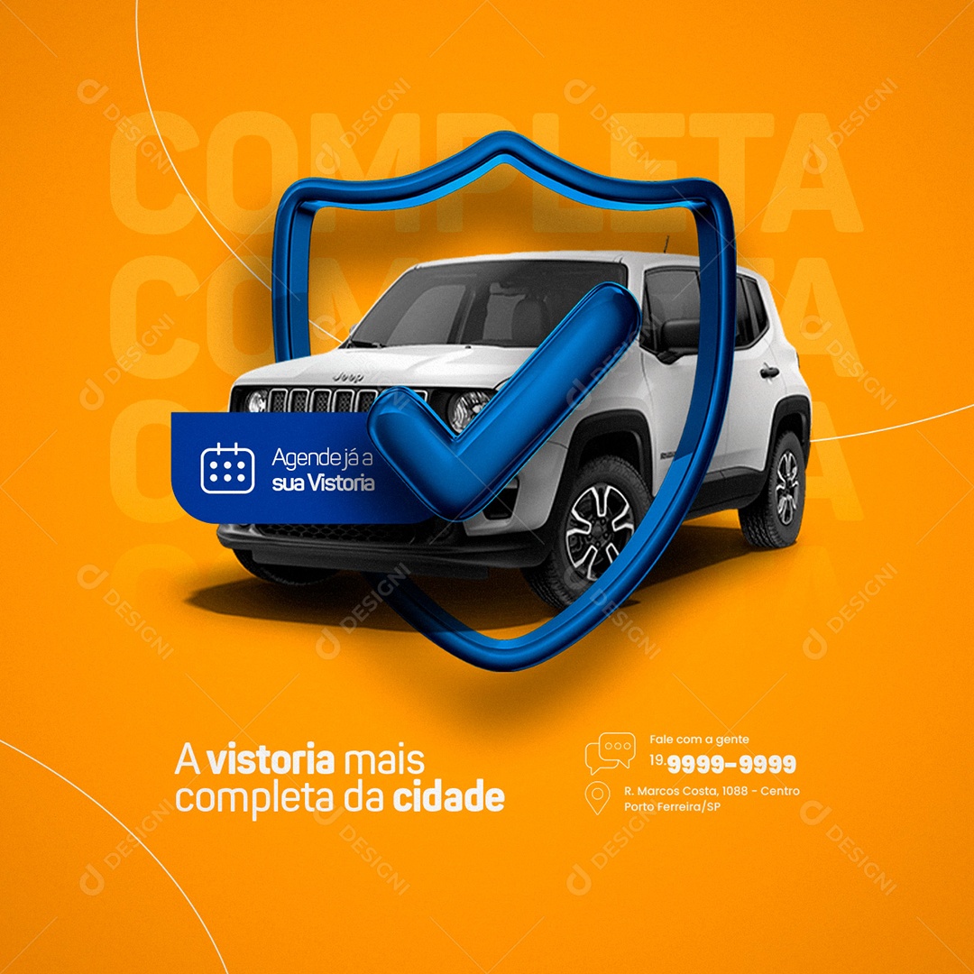 A Vistoria mais Completa da Cidade Vistoria Veicular Social Media PSD Editável