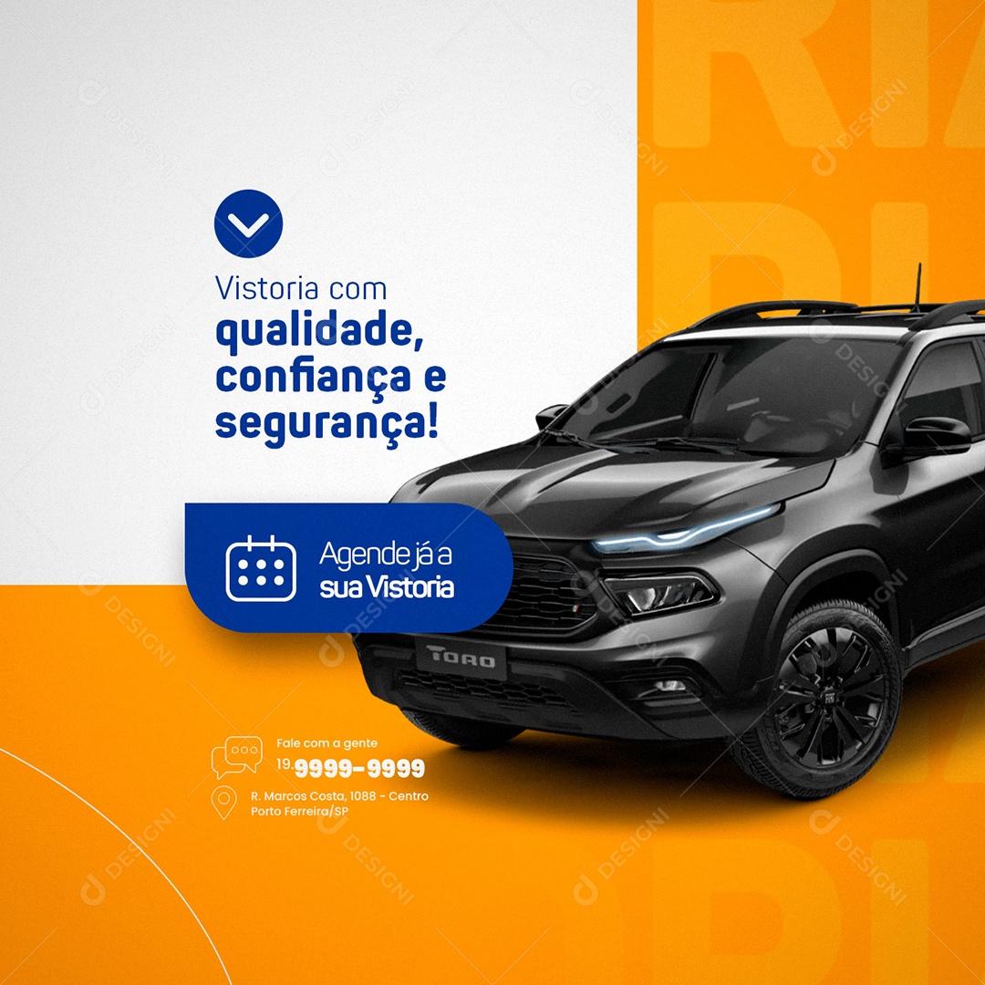 Vistoria com Qualidade Confiança e Segurança Vistoria Veicular Social Media PSD Editável