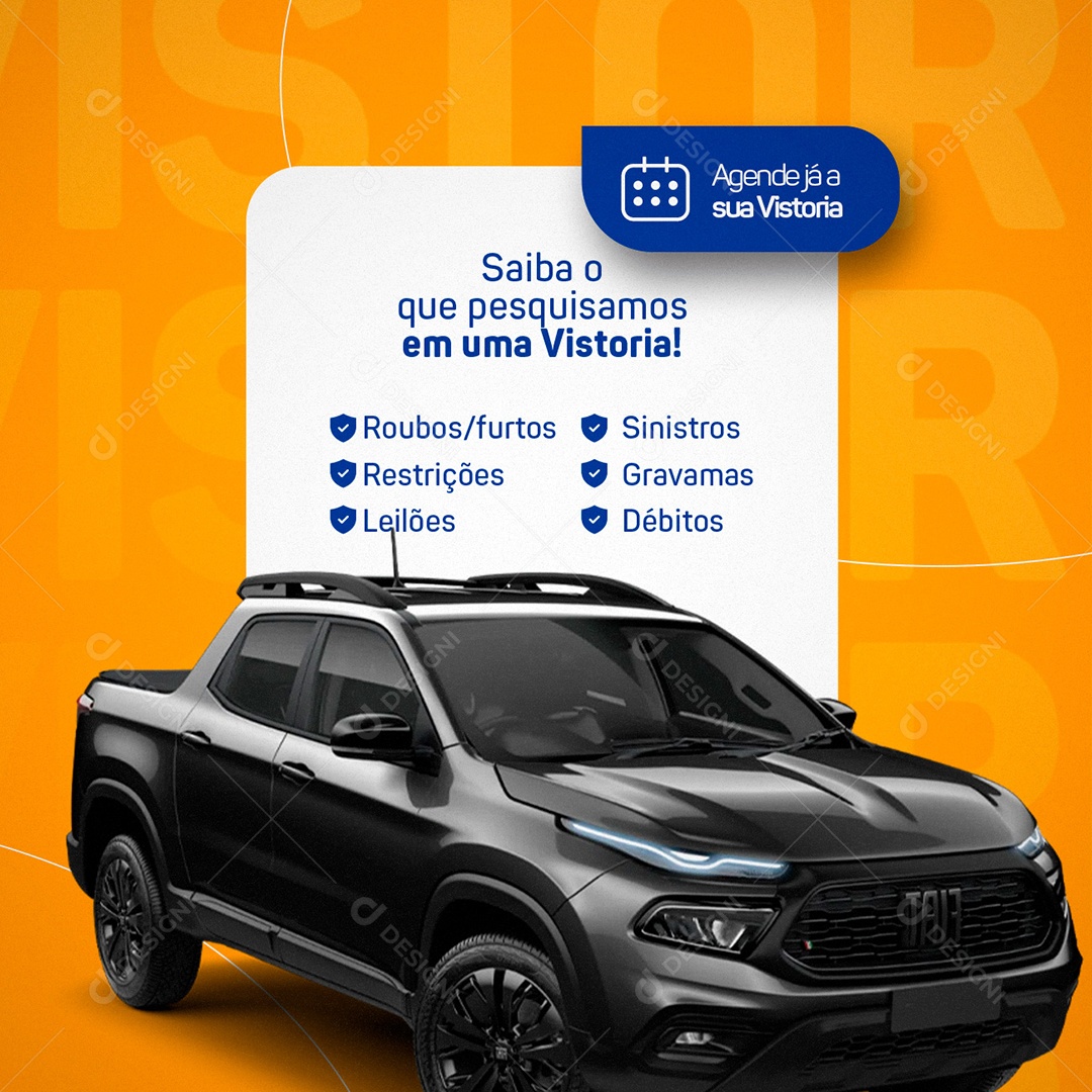 Vistoria Veicular Saiba o que Pesquisamos em Uma Vistoria Social Media PSD Editável