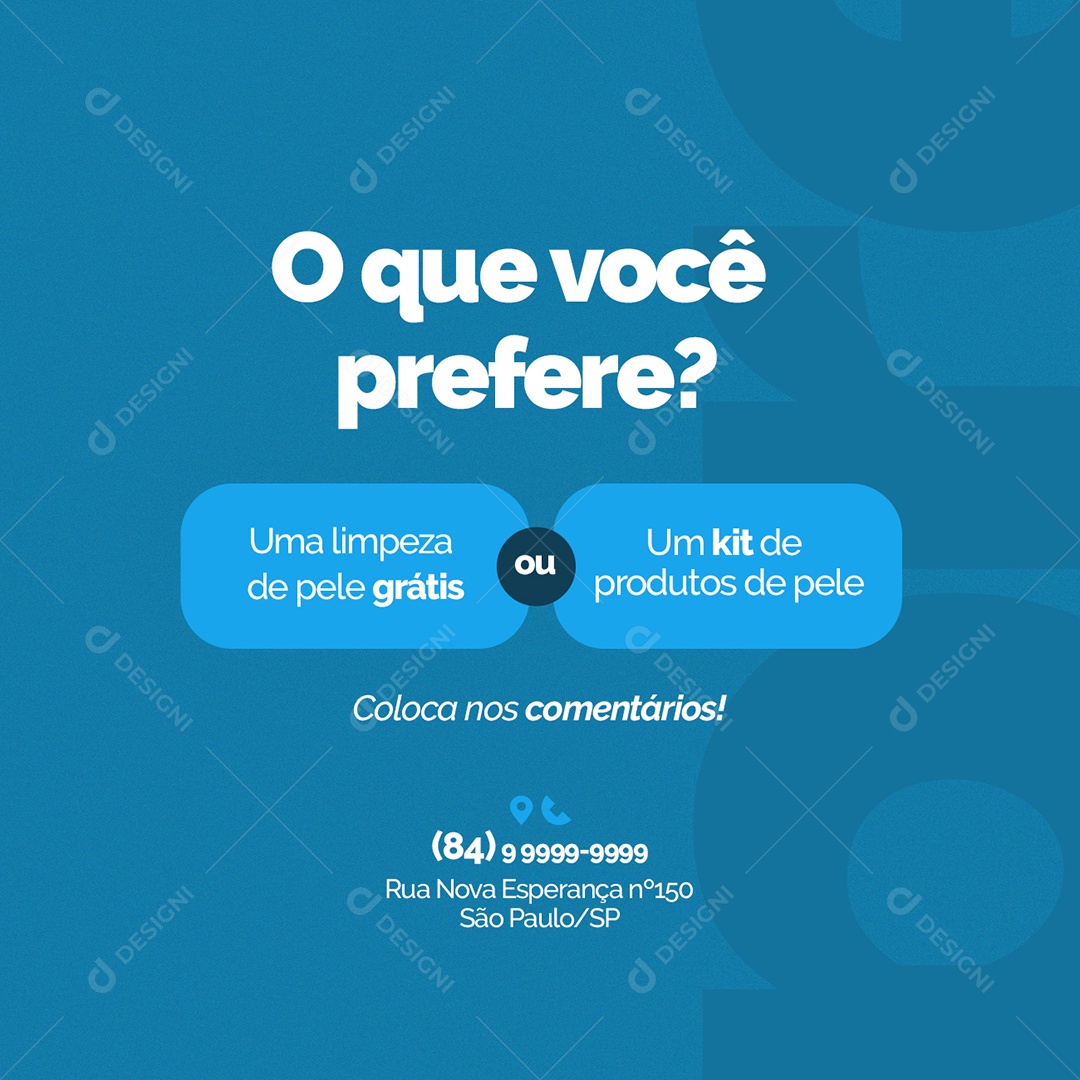 O Que Você Prefere Limpeza Grátis ou Kit Clínica de Estética Social Media PSD Editável