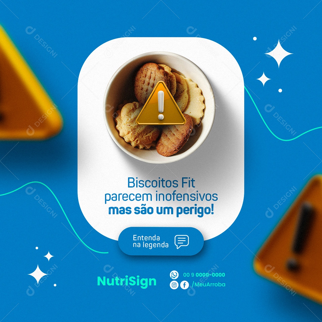 Biscoitos Fit Parecem Inofensivos Nutricionista Social Media PSD Editável