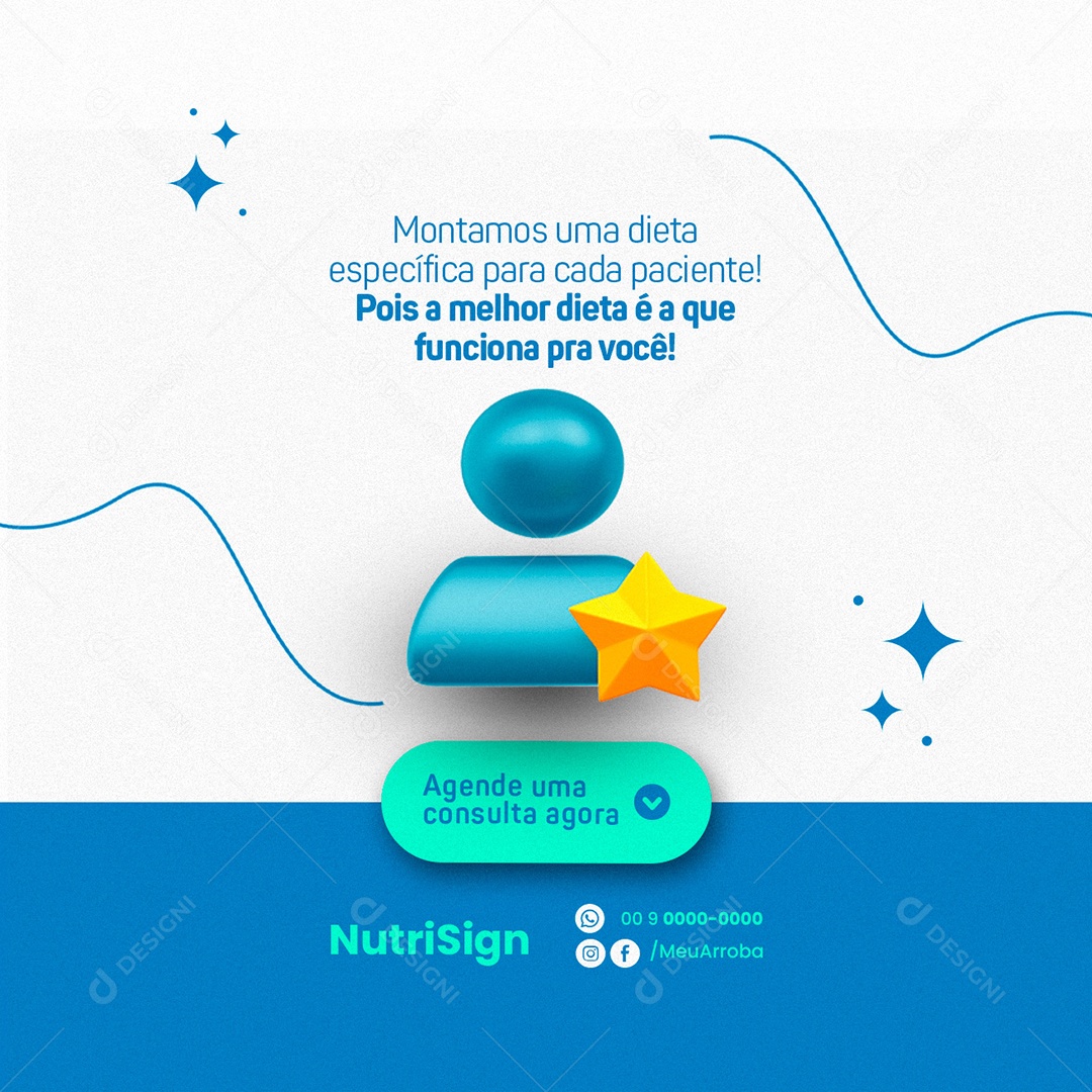 Montamos uma Dieta Específica para Cada Paciente Nutricionista Social Media PSD Editável