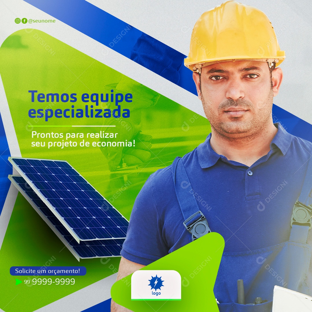 Post Energia Solar Social Media PSD Editável