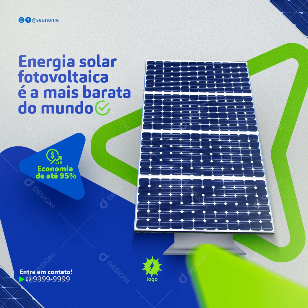 Post Energia Solar Social Media PSD Editável