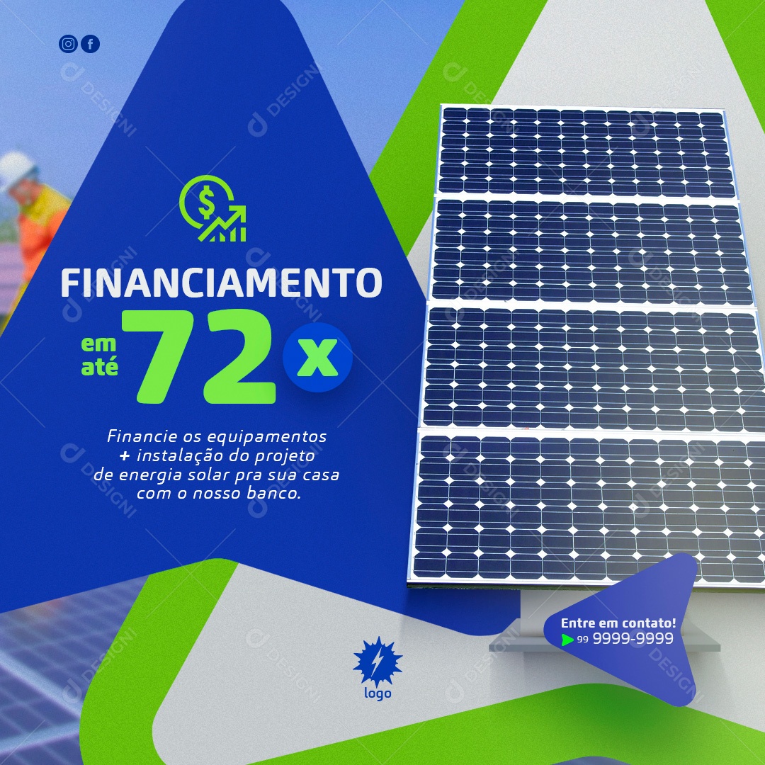 Post Energia Solar Financiamento Social Media PSD Editável