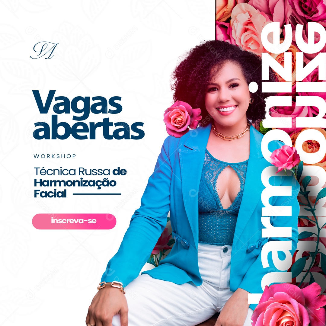 Vagas Abertas Harmonização Facial Workshop Social Media PSD Editável