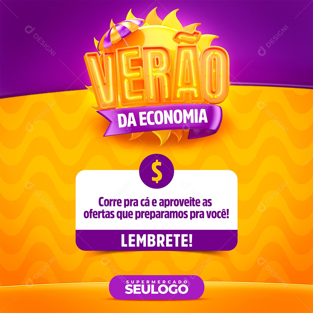 Post Supermercado Verão da Economia Social Media PSD Editável