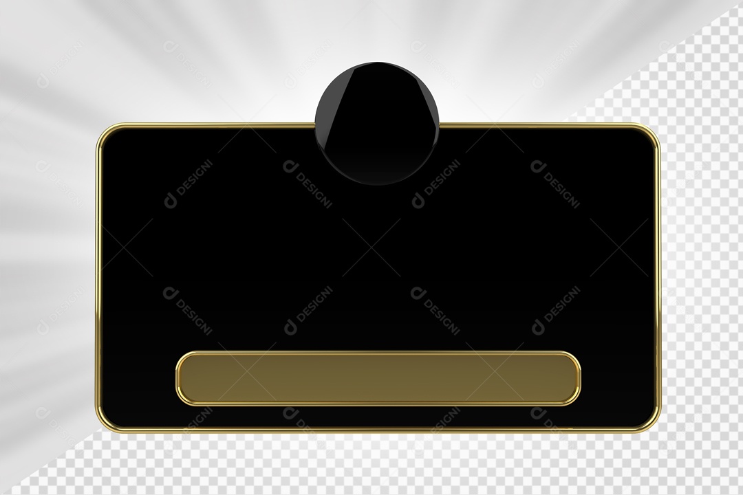Caixa de Perguntas de Redes Sociais Preto e Dourado Elemento 3D Para Composição PSD
