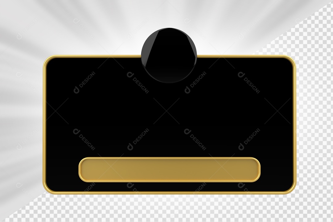 Caixa de Perguntas de Redes Sociais Preto e Dourado Elemento 3D Para Composição PSD