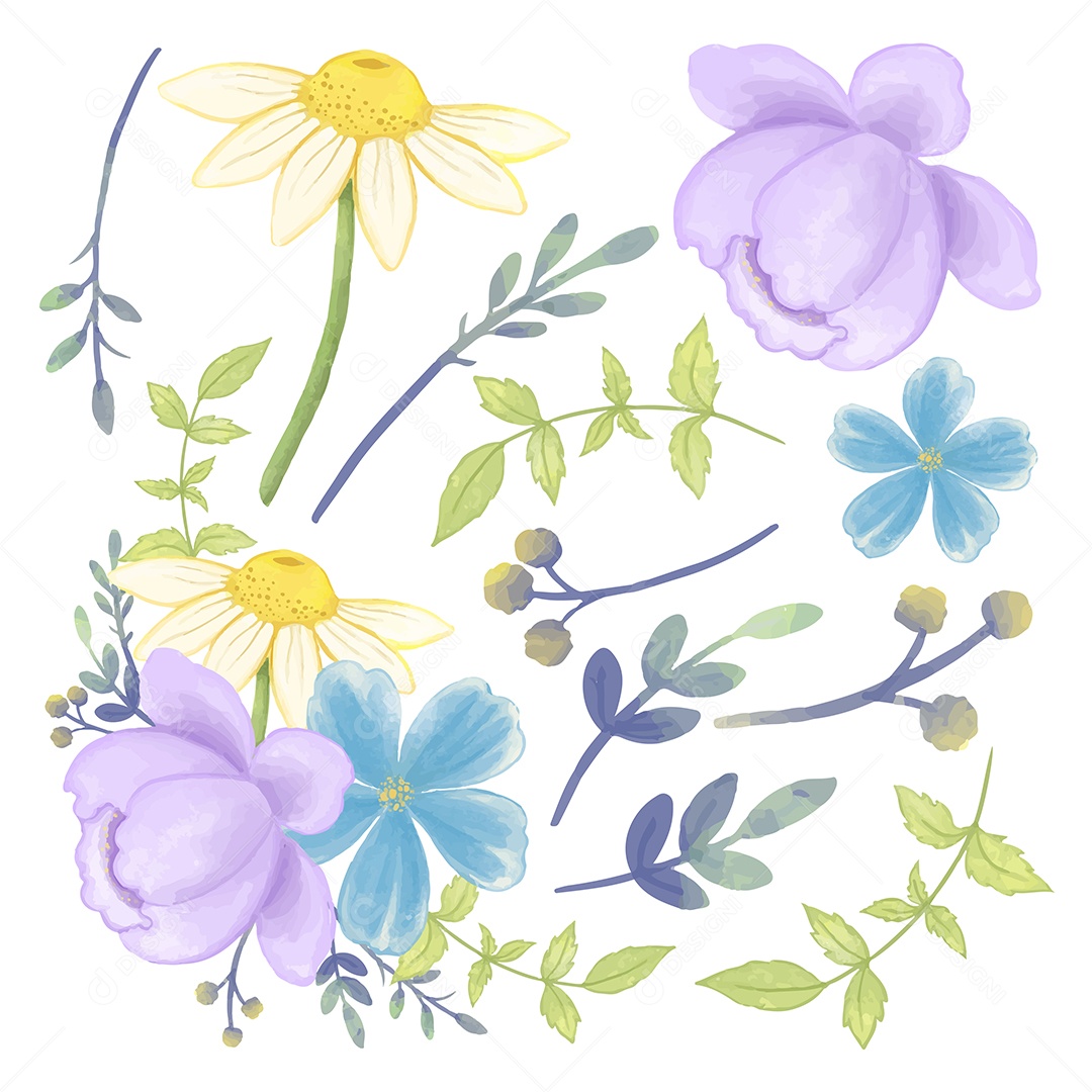 Lindas Flores de Buquê para Decoração Vetores EPS Editável