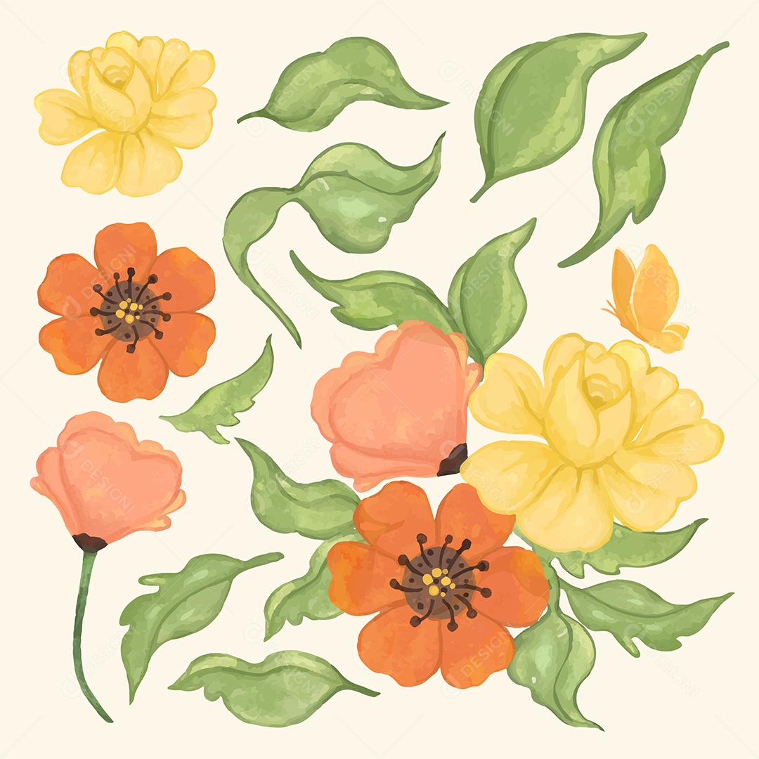 Lindas Flores de Buquê para Decoração Vetores EPS Editável