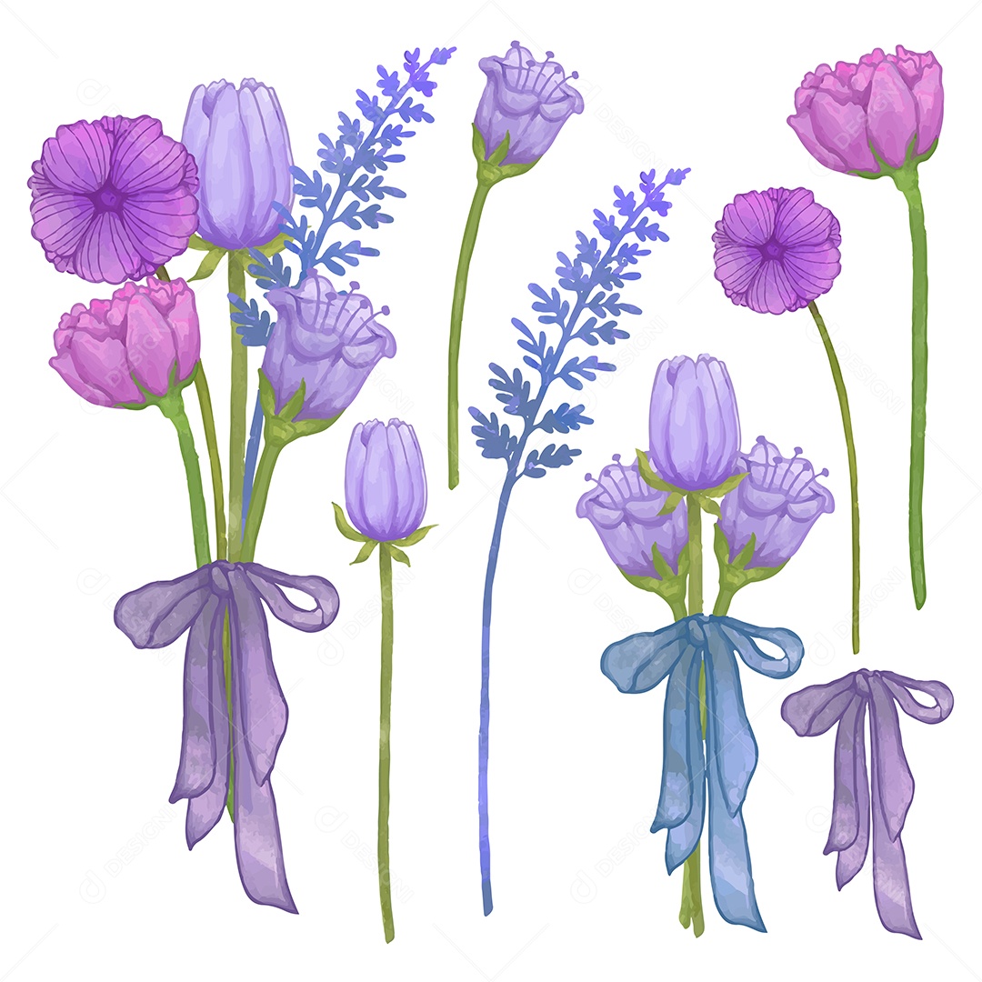 Lindo Buquê de Flores para Decoração Vetores EPS Editável