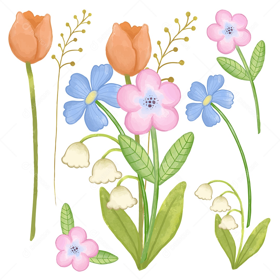 Lindo Buquê de Flores para Decoração Vetores EPS Editável