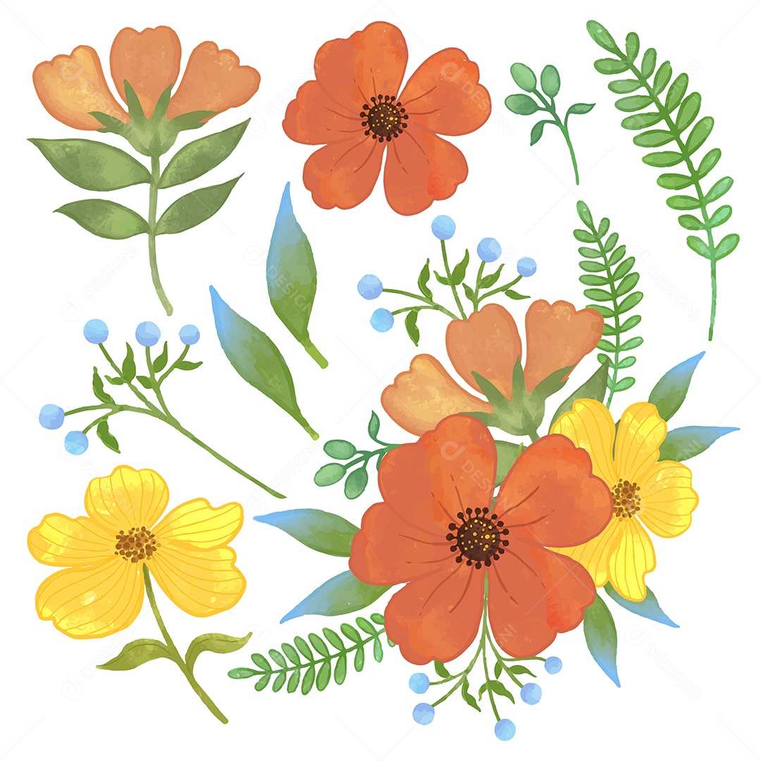 Lindo Buquê de Flores para Decoração Vetores EPS Editável