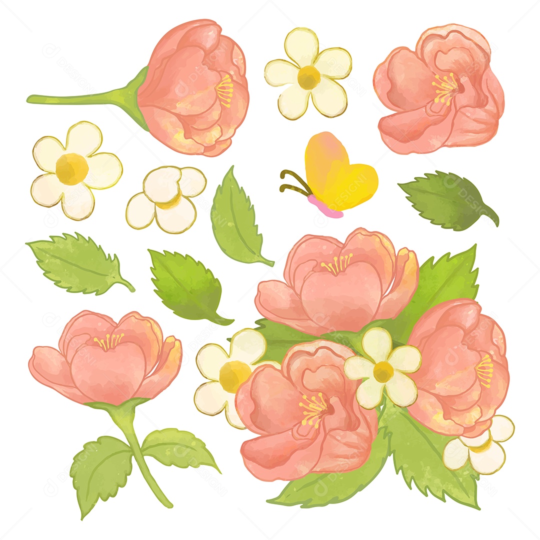 Lindo Buquê de Flores para Decoração Vetores EPS Editável