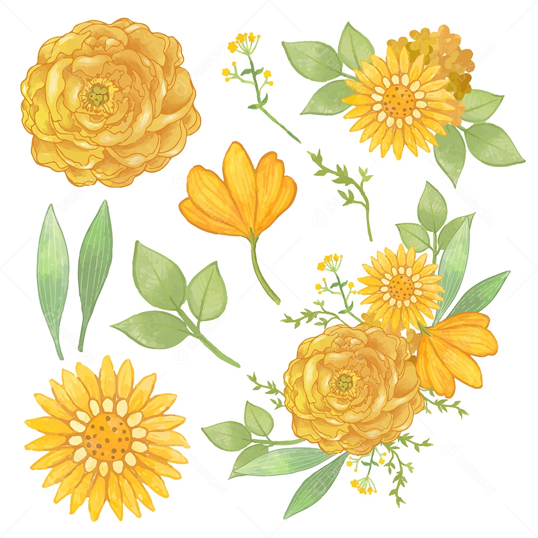 Lindo Buquê de Flores para Decoração Vetores EPS Editável