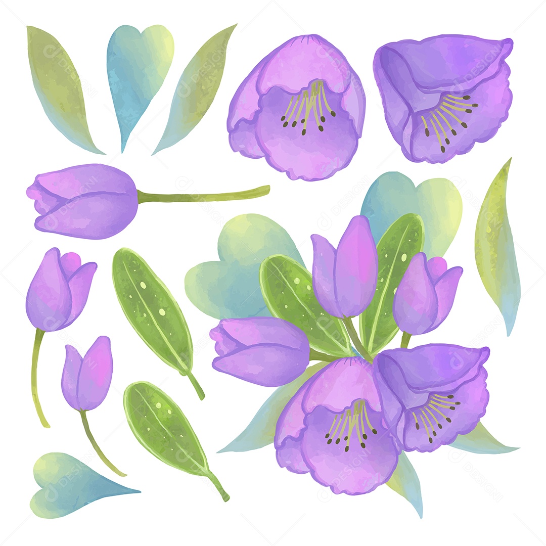 Lindo Buquê de Flores para Decoração Vetores EPS Editável