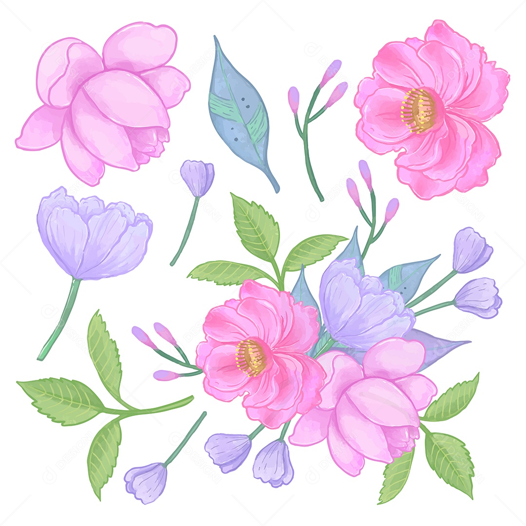 Lindo Buquê de Flores para Decoração Vetores EPS Editável