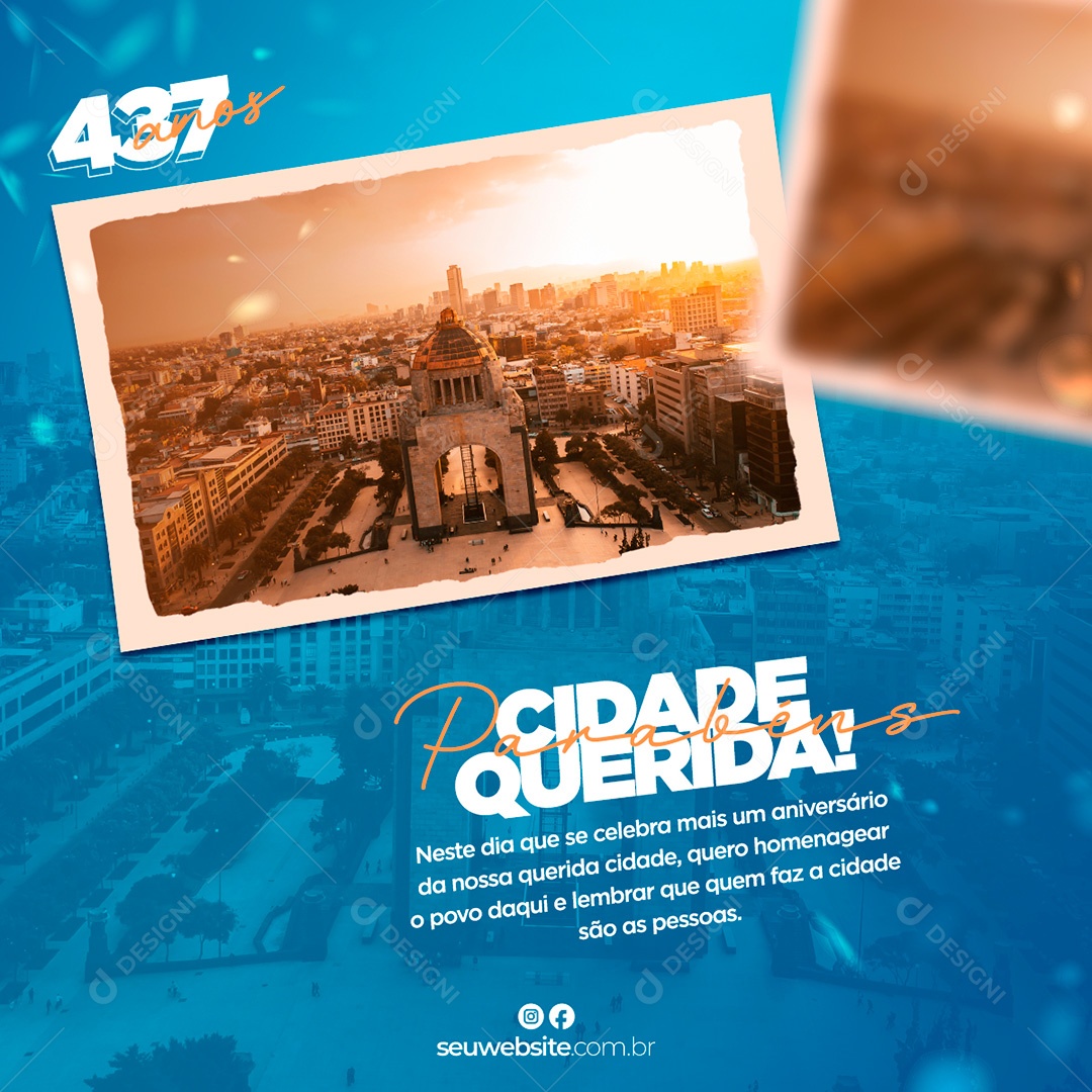 Post Parabéns Cidade Querida Social Media PSD Editável