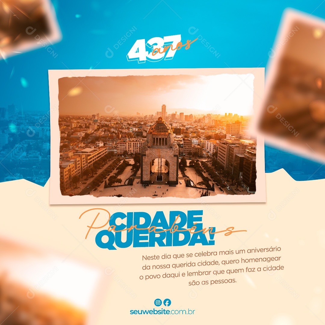 Post Parabéns Querida Cidade Social Media PSD Editável